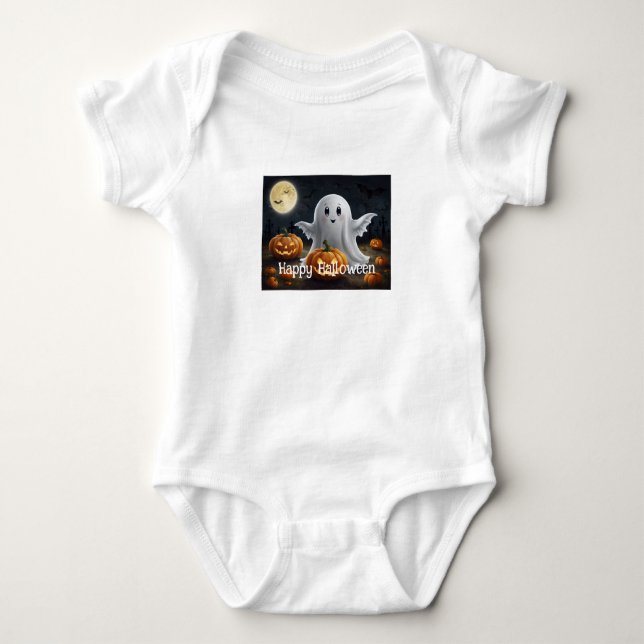 Spooky Delight: Ghokoste Halloween-Roligt T Shirt (Framsida)
