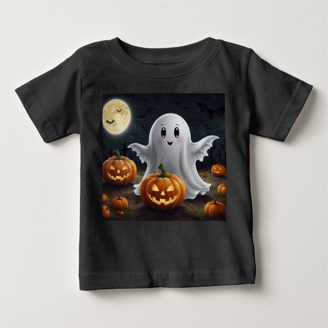Spooky Delight: Ghokoste Halloween-Roligt T Shirt (Framsida)