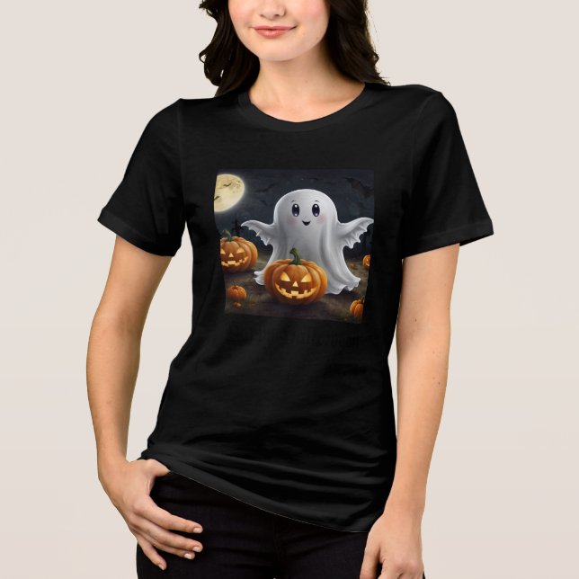 Spooky Delight: Ghokoste Halloween-Roligt T Shirt (Framsida)