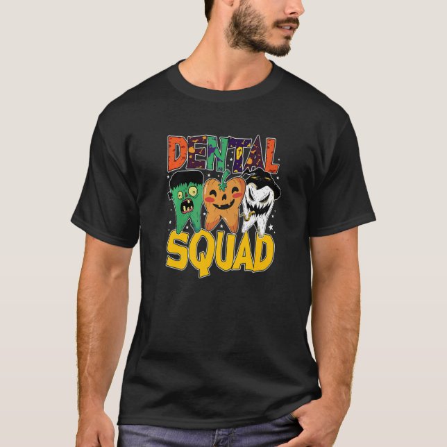 Spooky Dental Assistant Dental Squad Halloween Den T Shirt (Framsida)