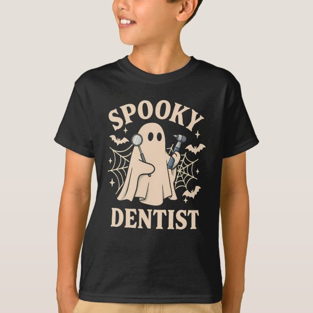 Spooky Dentist Costume Halloween Ghost Dental  T Shirt (Framsida)