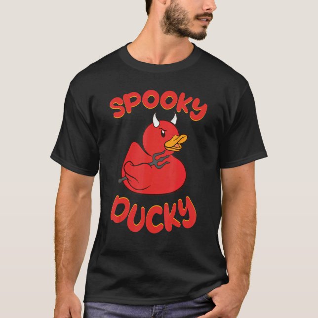 Spooky Devil Rubber Duck Spooky Ducky T Shirt (Framsida)