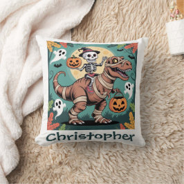 Spooky Dino Rider - Skeleton på Mummy T-Rex Kudde