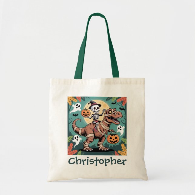 Spooky Dino Rider - Skeleton på Mummy T-Rex Tygkasse (Framsidan)