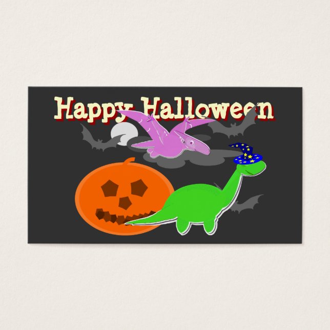 Spooky Dinosaurs Happy halloween-kort Visitkort (Framsidan)