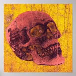 Spooky Distress Skull Art Poster 12 x 12 tum