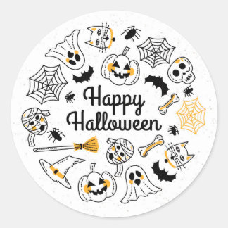 Spooky Doodle Halloween Sticker Runt Klistermärke