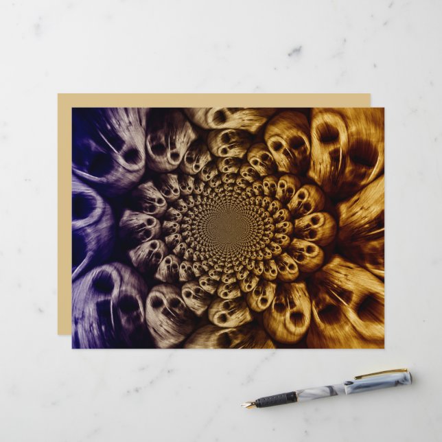 Spooky Döskallar Lila Black Abstrakt-popup (Fram/Back In Situ)