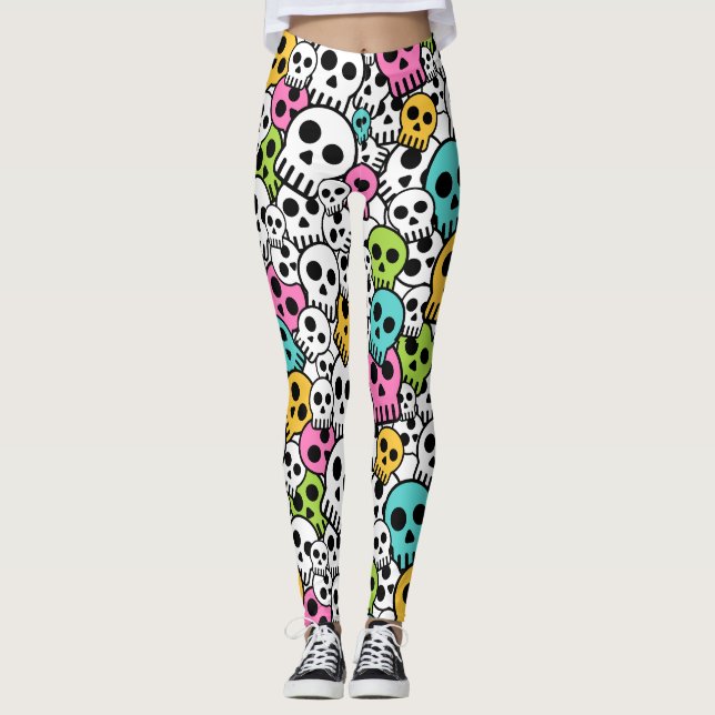 Spooky Döskallars Halloween Leggings (Framsida)