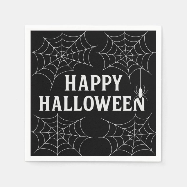 Spooky Drinks Happy halloween Spindelnät Haunted Pappersservett (Framsidan)
