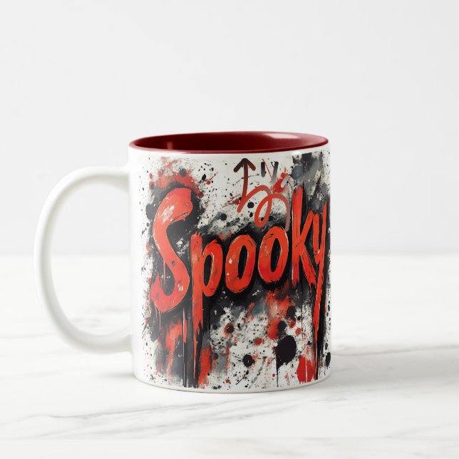 Spooky Drip Halloween Mugg-Red Insida Två-Tonad Mugg (Vänster)