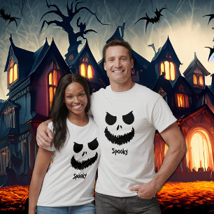 Spooky Dual Ansikte Front och Back Halloween T Shirt