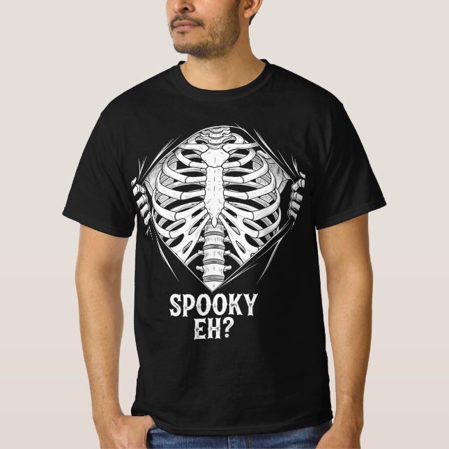 Spooky Eh? Skeleton Halloween Design Design T Shirt (Framsida)