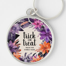 Spooky Elegance Halloween Blommigt Wand Collection Rund Silverfärgad Nyckelring