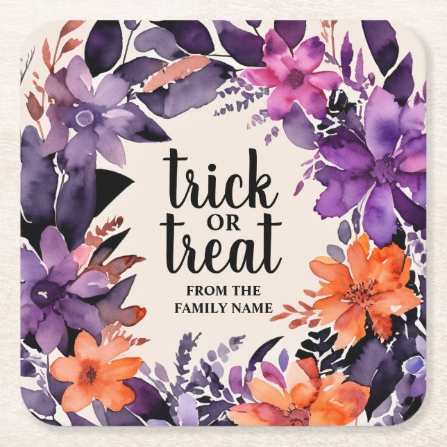 Spooky Elegance Halloween Blommigt Wand Collection Underlägg Papper Kvadrat (Framsidan)