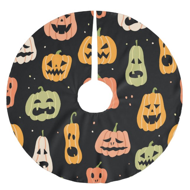 Spooky Elegance: Halloween Pumpkin Art Julgransmatta Borstad Polyester (Framsidan)