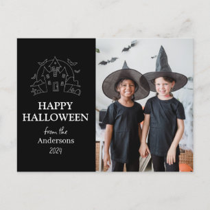 Spooky Elegant Halloween Family One Photo Helg Vykort