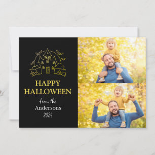 Spooky Elegant Halloween Family Two Photo Julkort