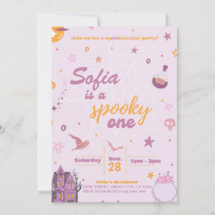 Spooky En födelsedag: bjud in Rosa Modern för flic Inbjudningar