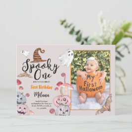 Spooky en knumpkin Halloween-födelsedag med foto Inbjudningar