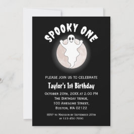 Spooky En Roligt Halloween Ghost första födelsedag Inbjudningar