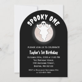 Spooky En Roligt Halloween Ghost första födelsedag Inbjudningar