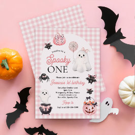 Spooky En Rosa Ghost Halloween 1:a födelsedagen Pa Inbjudningar
