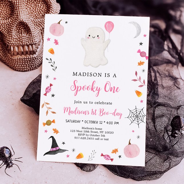 Spooky En Rosa Ghost Halloween Birthday Inbjudningar (Skapare uppladdad)