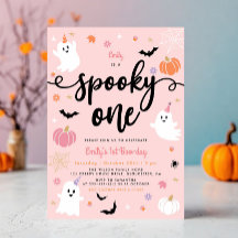 Spooky En Rosa Halloween Cute Ghost 1:a födelsedag