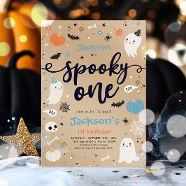 Spooky En Vintage Halloween Ghost första födelseda Inbjudningar