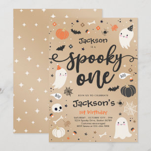 Spooky En Vintage Halloween Ghost första födelseda Inbjudningar