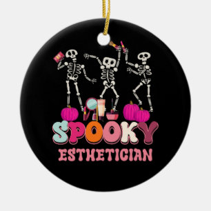 Spooky Esthetician Halloween Skeleton Skin Therapi Julgransprydnad Keramik