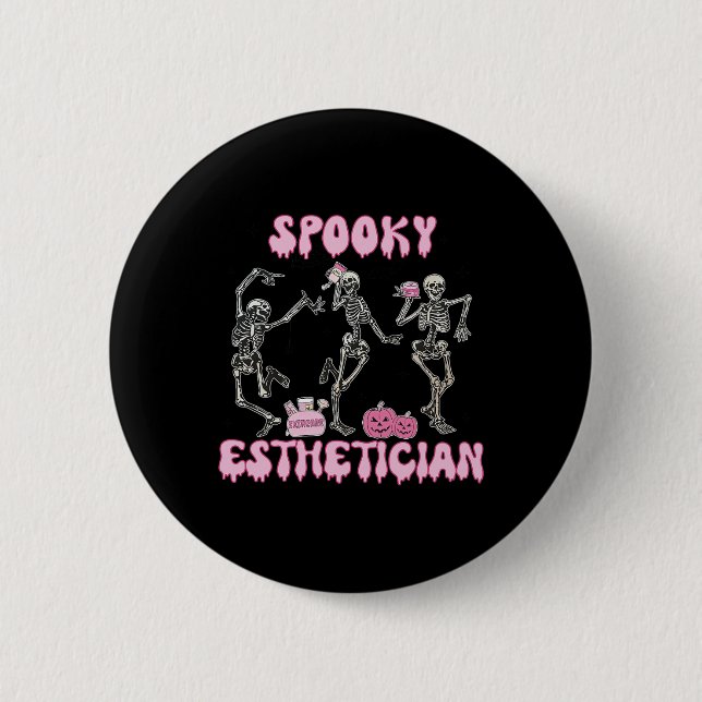 Spooky Esthetician Halloween Skeleton Skin Therapi Knapp (Framsida)