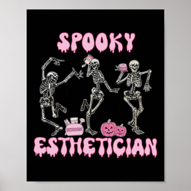 Spooky Esthetician Halloween Skeleton Skin Therapi Poster (Framsidan)