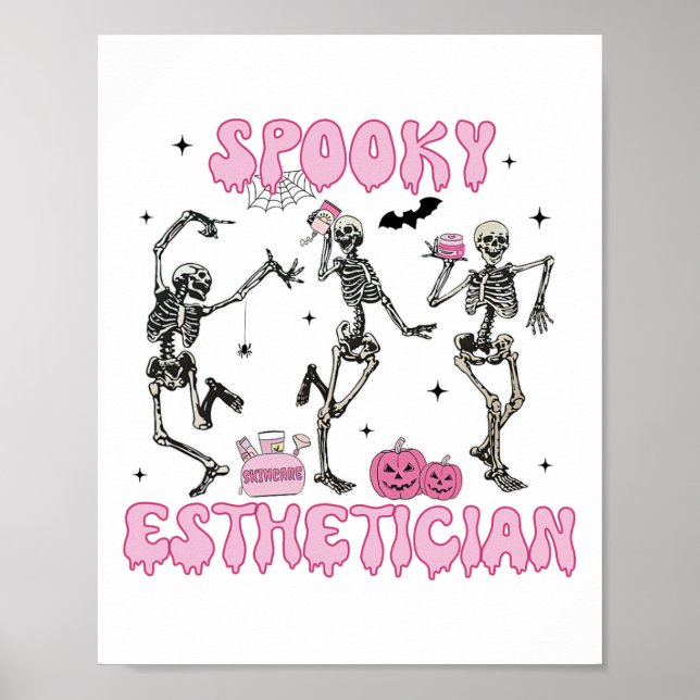 Spooky Esthetician Halloween Skeleton Skin Therapi Poster (Framsidan)