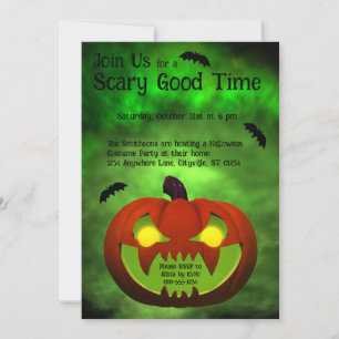 Spooky Evil Halloween Pumpkin Inbjudningar