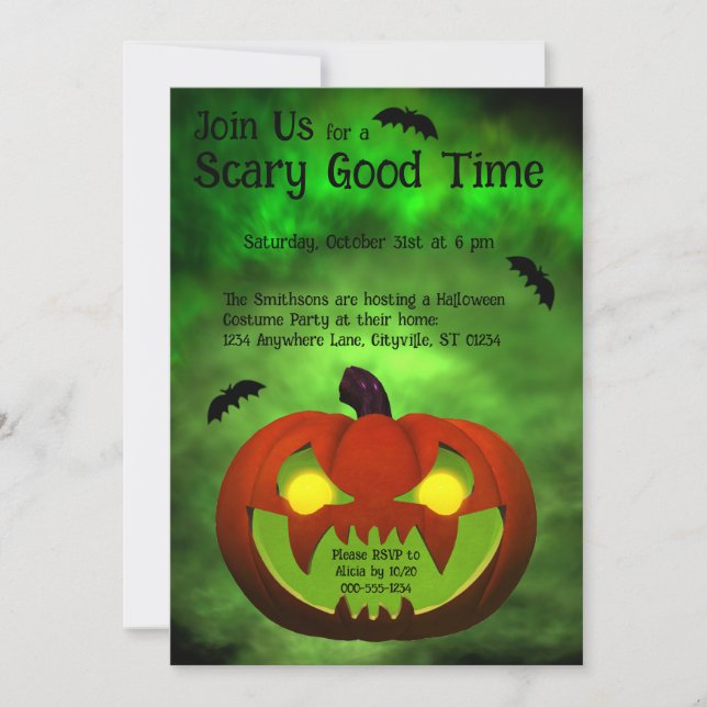 Spooky Evil Halloween Pumpkin Inbjudningar (Framsida)
