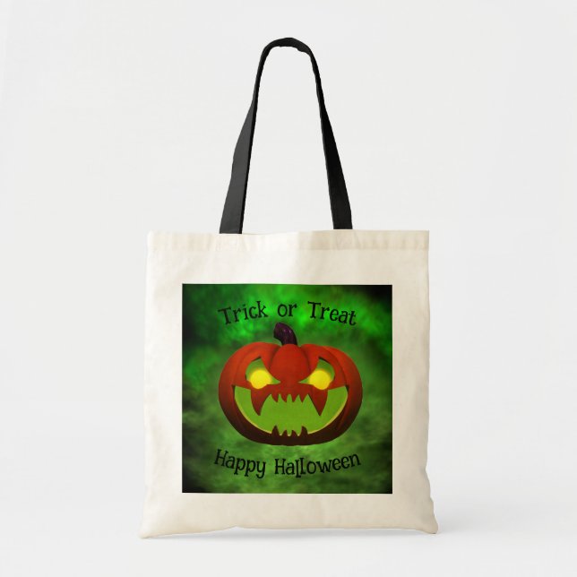 Spooky Evil Halloween Pumpkin Tygkasse (Framsidan)