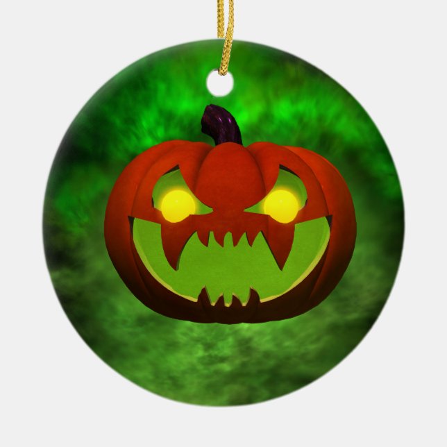 Spooky Evil HalloweenPumpkin Julgransprydnad Keramik (Framsidan)