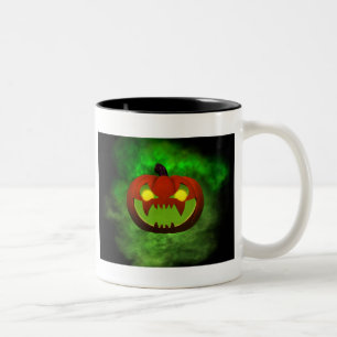 Spooky Evil HalloweenPumpkin Två-Tonad Mugg