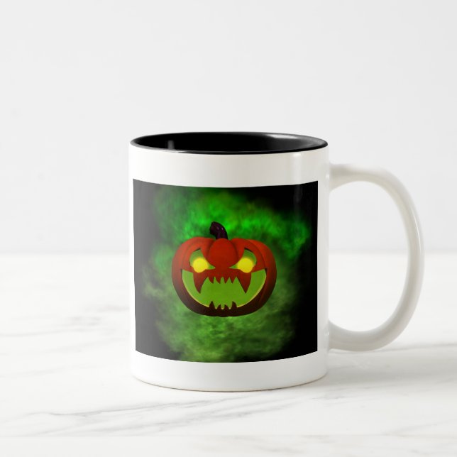Spooky Evil HalloweenPumpkin Två-Tonad Mugg (Höger)