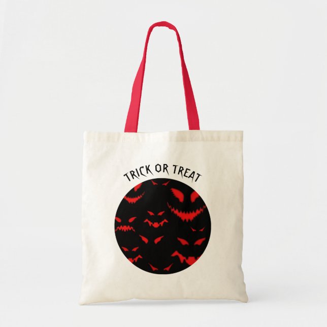 Spooky Evil Red Ansikte Bus eller godis Halloween Tygkasse (Framsidan)