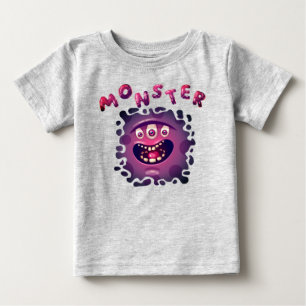 Spooky Expression Roligt Monster Ansikte T Shirt
