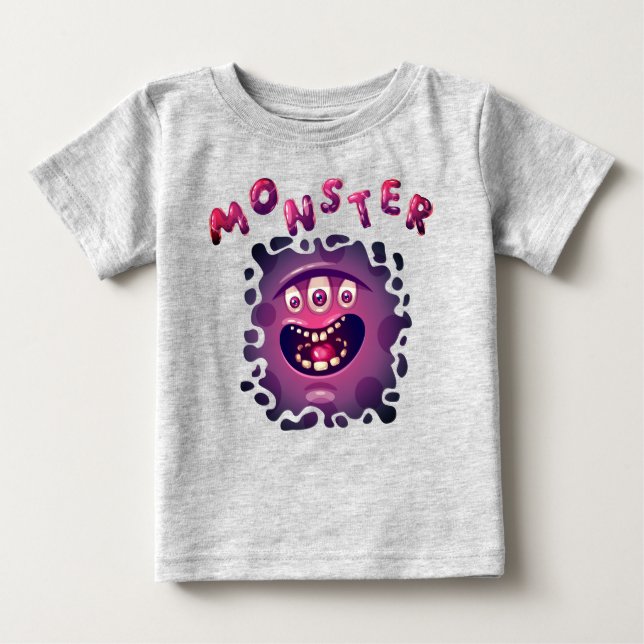 Spooky Expression Roligt Monster Ansikte T Shirt (Framsida)