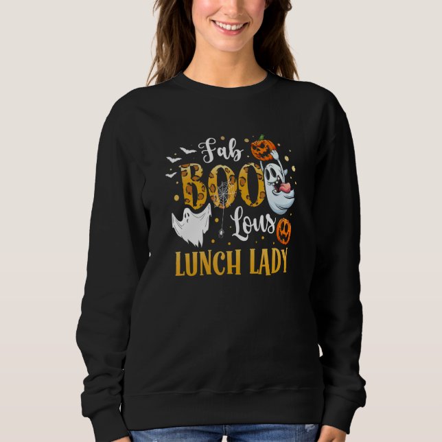 Spooky Fab Boo Lous Ghost Halloween Lunch Lady T Shirt (Framsida)