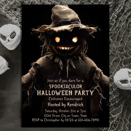 Spooky Fågelskrämma Halloween Costume Party Inbjudningar