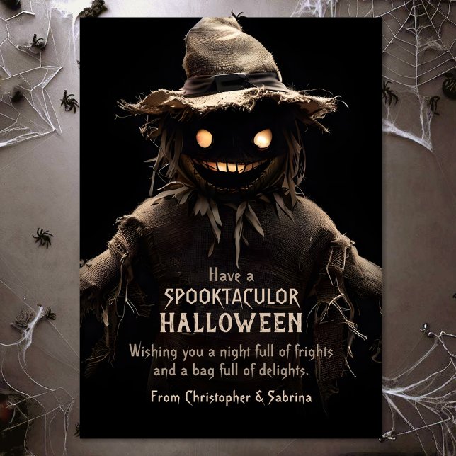 Spooky Fågelskrämma Halloween Hälsning Julkort (Skapare uppladdad)