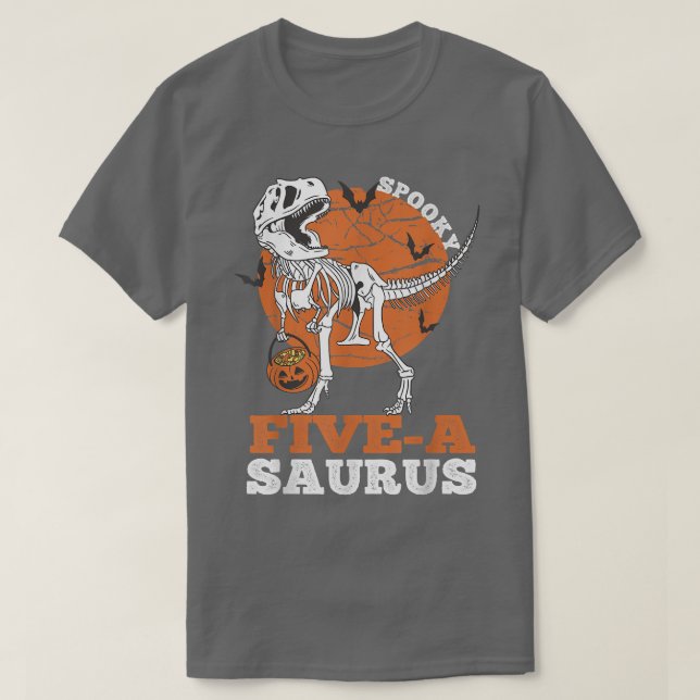 Spooky FemA Saurus Dinosaur Skeleton T re Pumpkin Shirt (Design framsida)