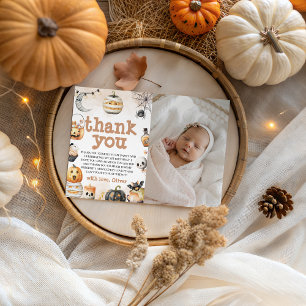 Spooky First Birthday Photo Tack Inbjudningar