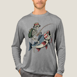 Spooky Fishing Skeleton Patriot T Shirt